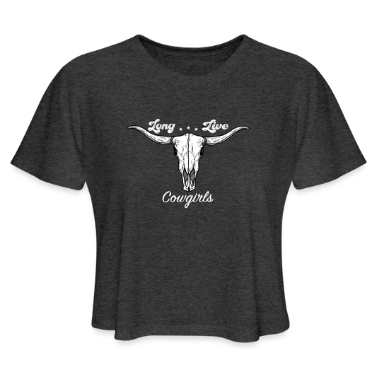 Crop Long Live Cowgirls - deep heather